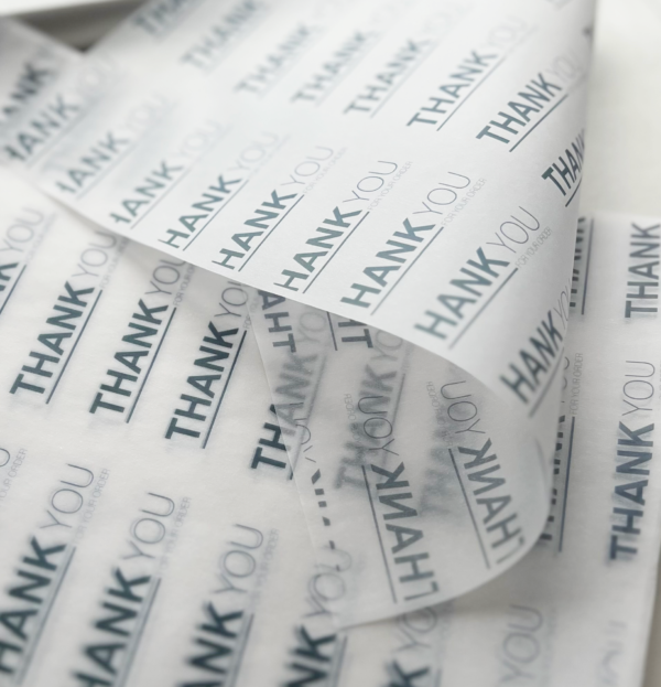 custom printed thank you for your order vellum paper