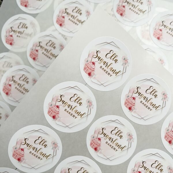 Custom printed logo stickers for small business owner