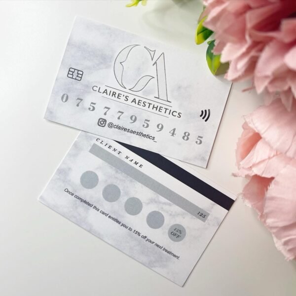Salon loyalty reward cards with personalised branding