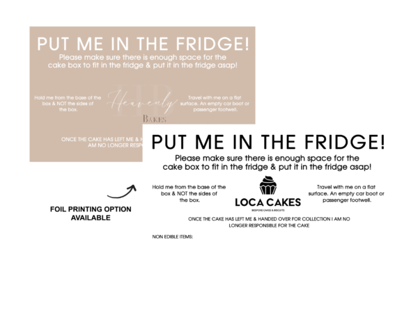 Put me in the fridge bakery instruction stickers
