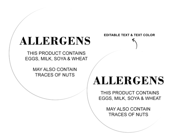 Custom designed allergen labels