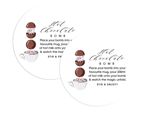 Hot chocolate bomb custom stickers for bakery