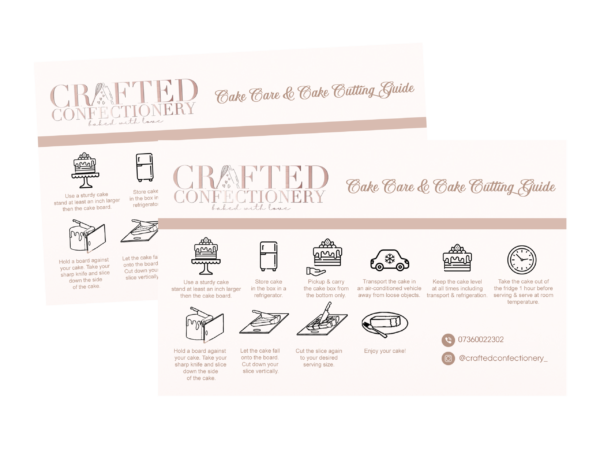 Cake care and cake cutting guide bakery stickers