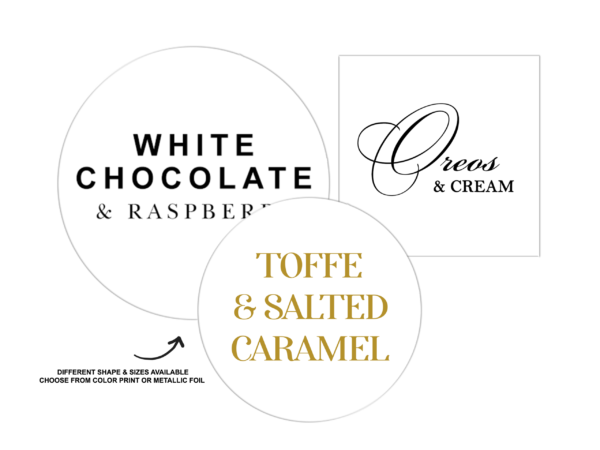 Custom designed and printed flavor stickers for bakery