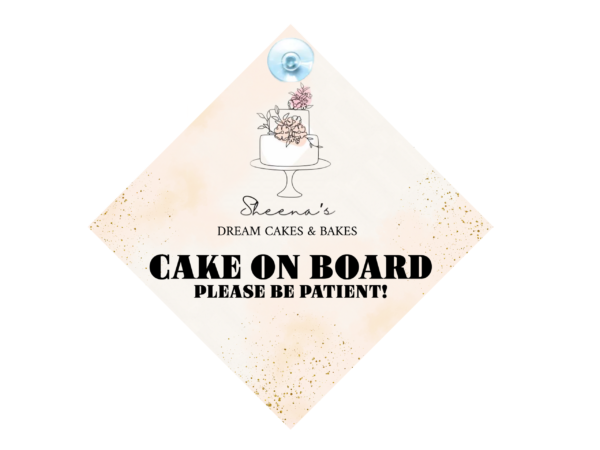 Cake on board personalised car sign