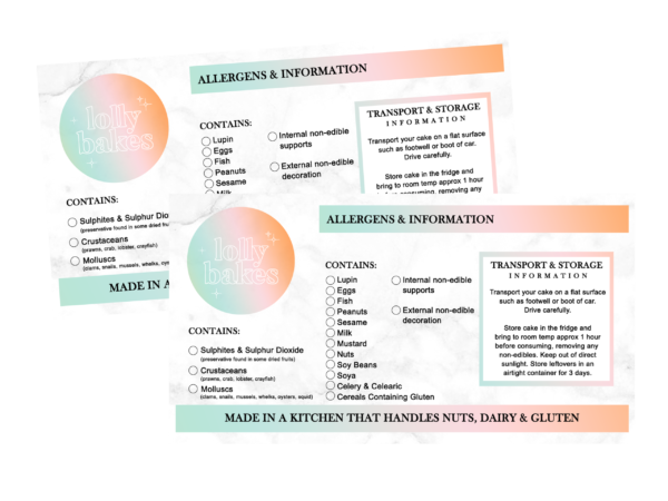 custom allergen labels for packaging