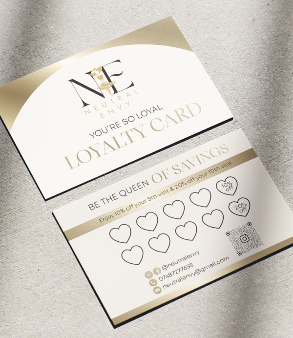 Custom loyalty cards printed on 450gsm silk card