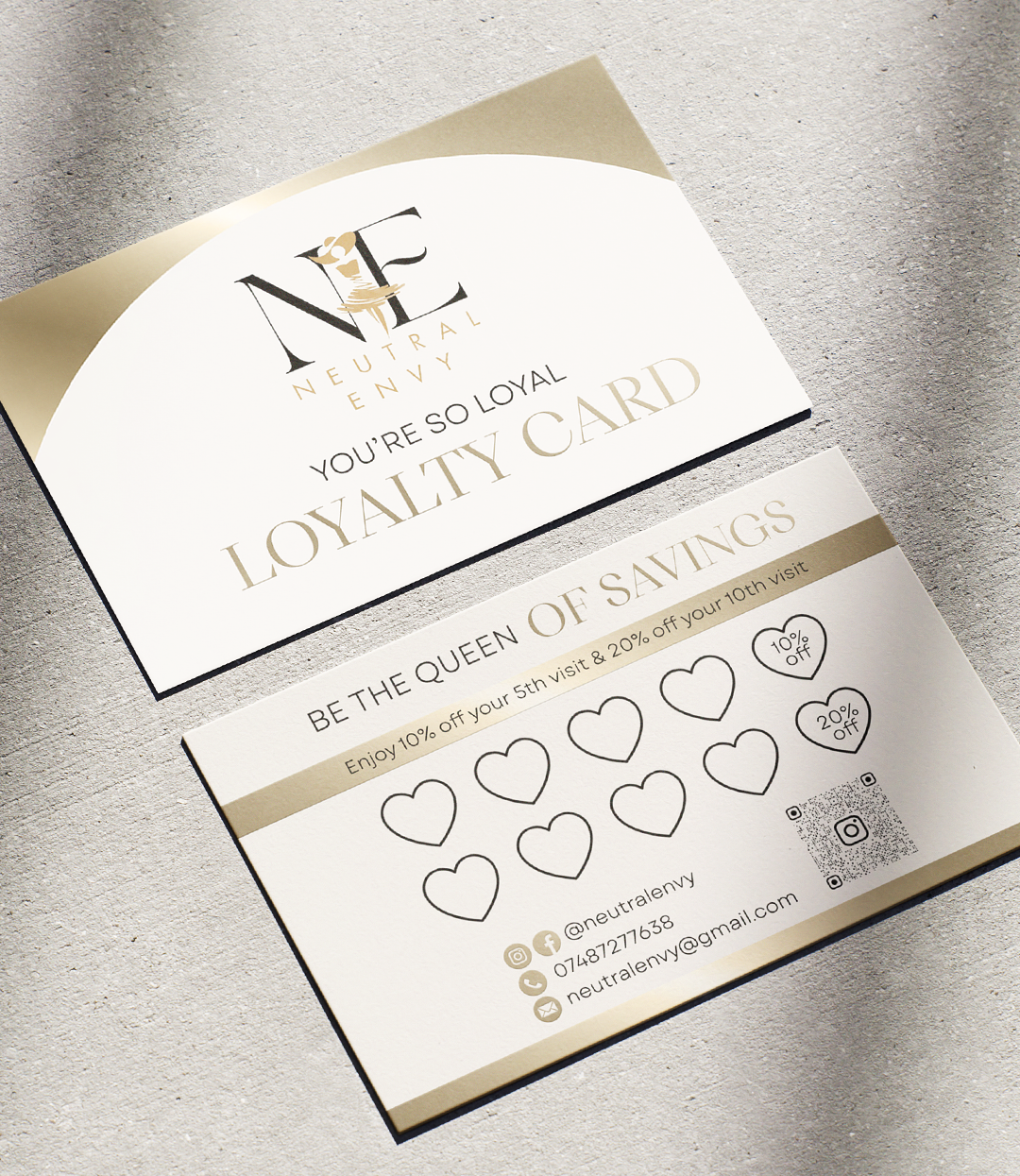 Custom loyalty cards printed on 450gsm silk card