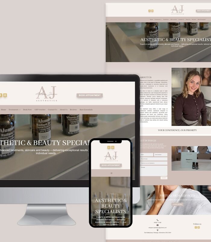 Custom website design for aesthetic business in Wantage