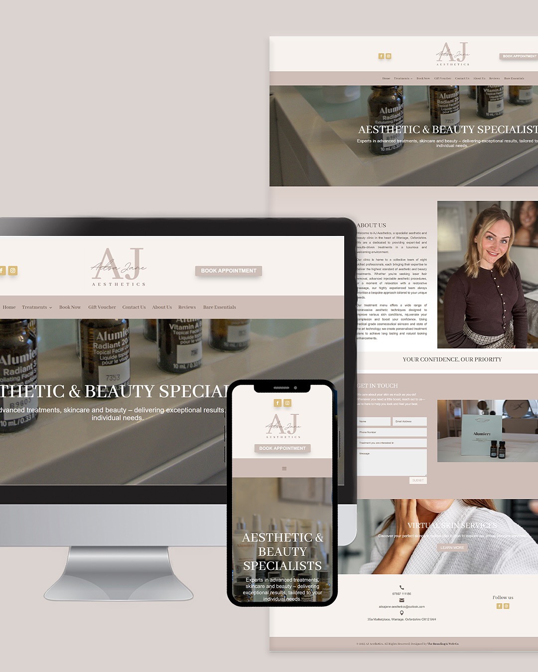 Custom website design for aesthetic business in Wantage