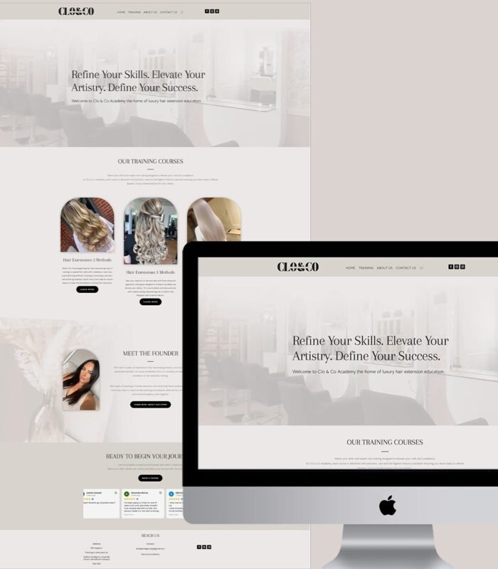 Clean and elegant website homepage designed for a beauty brand