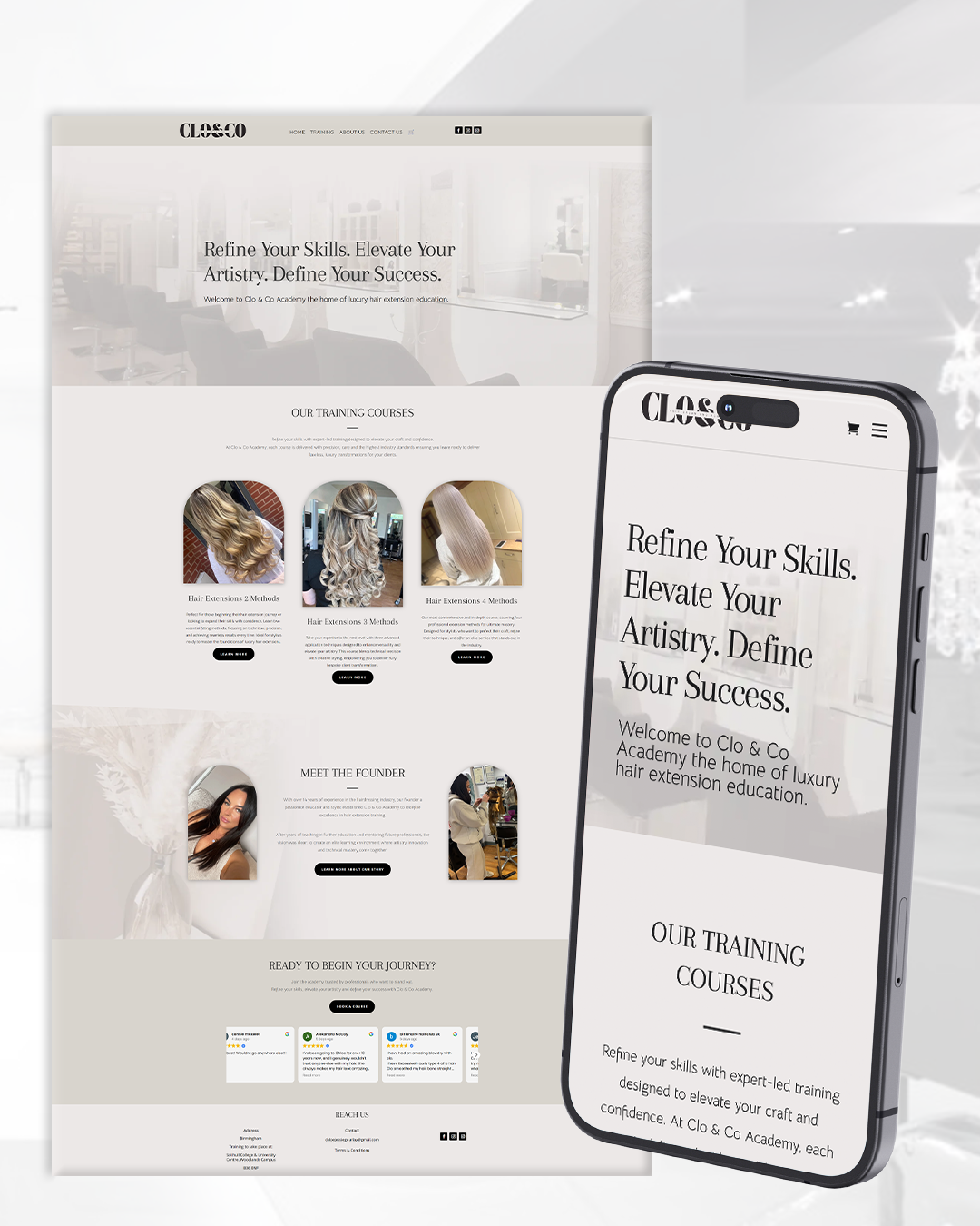 modern beauty salon website redesign with responsive mobile layout