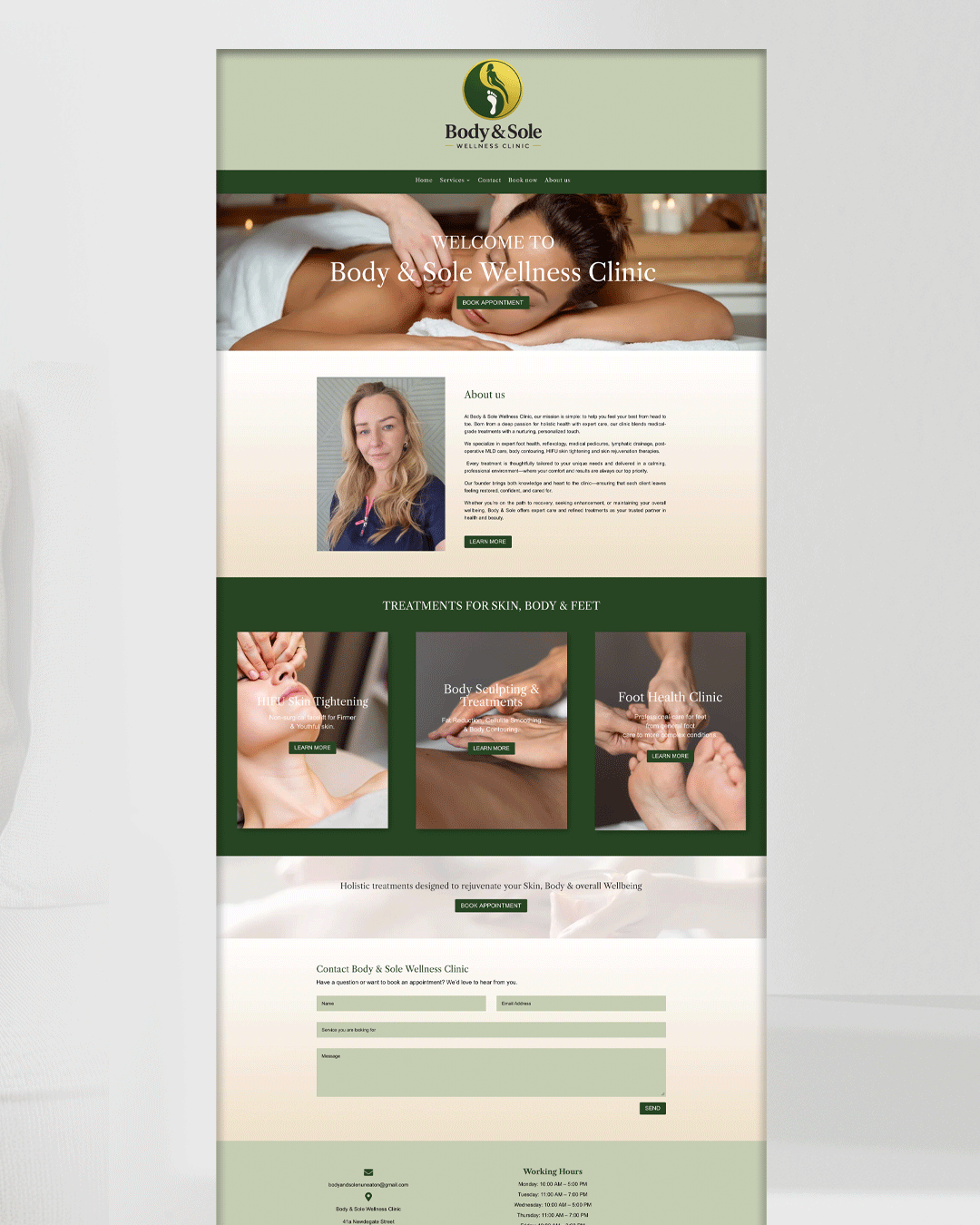 website design for wellness business Custom design website design for a beauty salon showing treatments business offer
